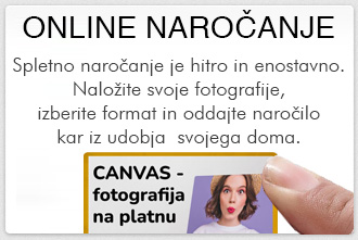 ONLINE NAROÄŒANJE
Spletno naroÄanje je hitro in enostavno.
NaloÅ¾ite svoje fotografije,
izberite format in oddajte naroÄilo
kar iz udobja  svojega doma.
